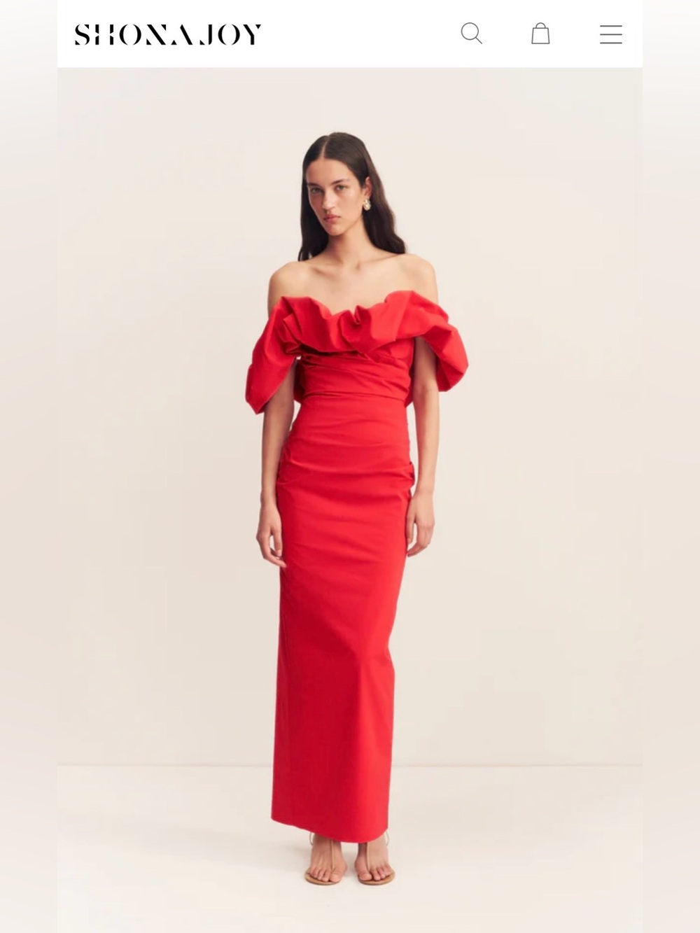 Shona Joy - Campbell Off Shoulder Bubble Maxi Dress - Goji